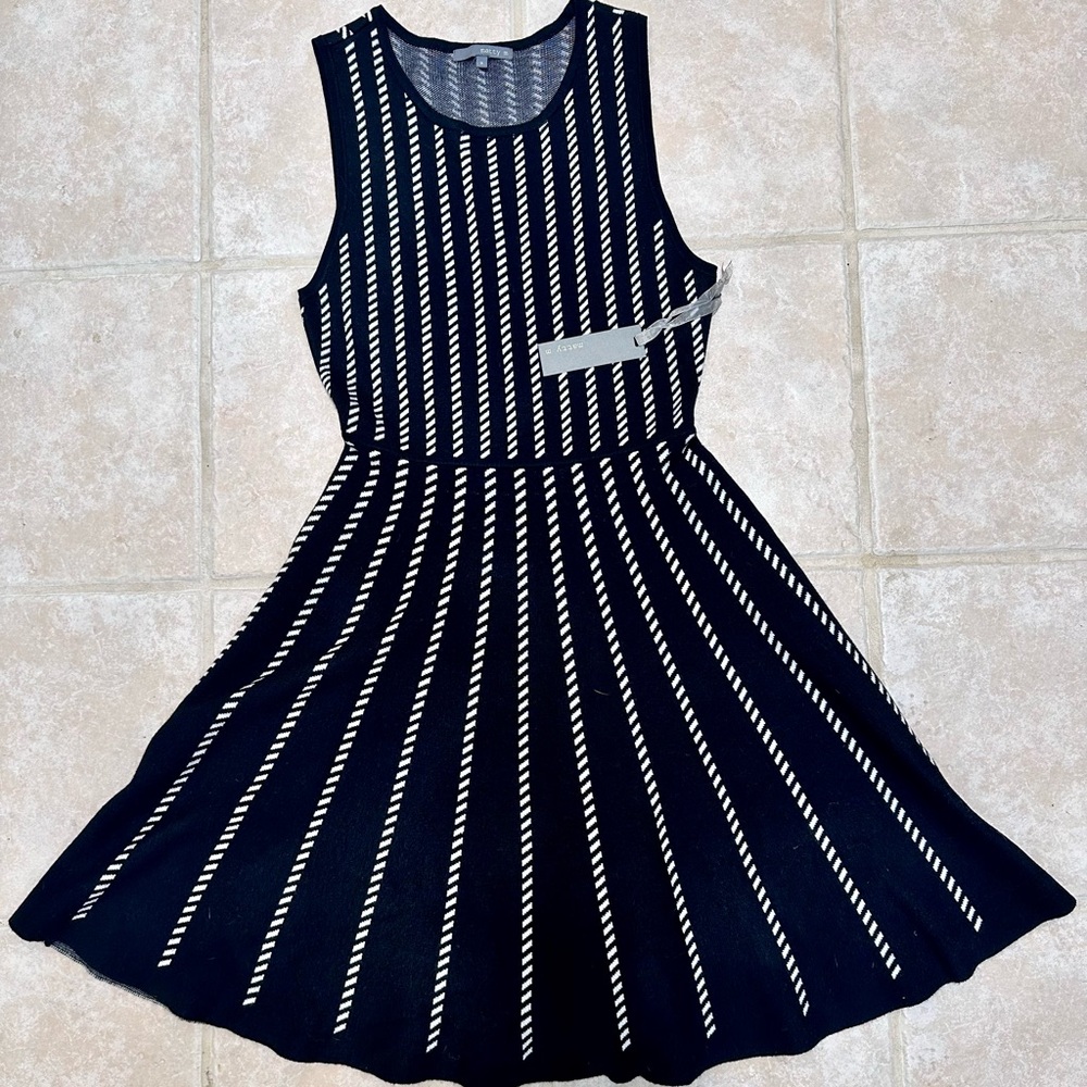 Matty M Black White Midi Dress Knit Stretch Midi Sleeveless Party Coquette girl - Picture 3 of 12